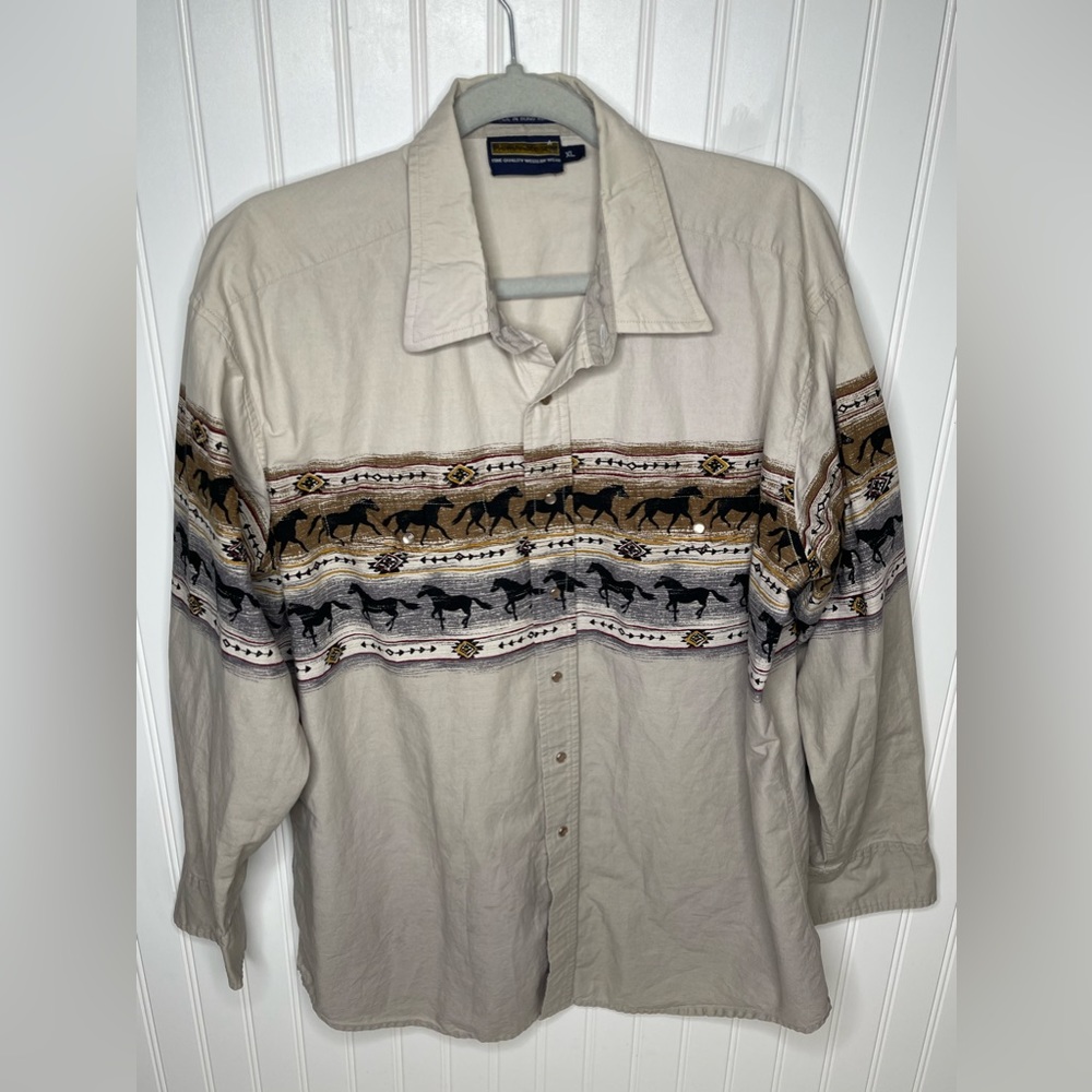 Western Vintage Panhandle slim button down mens XL tan/brown